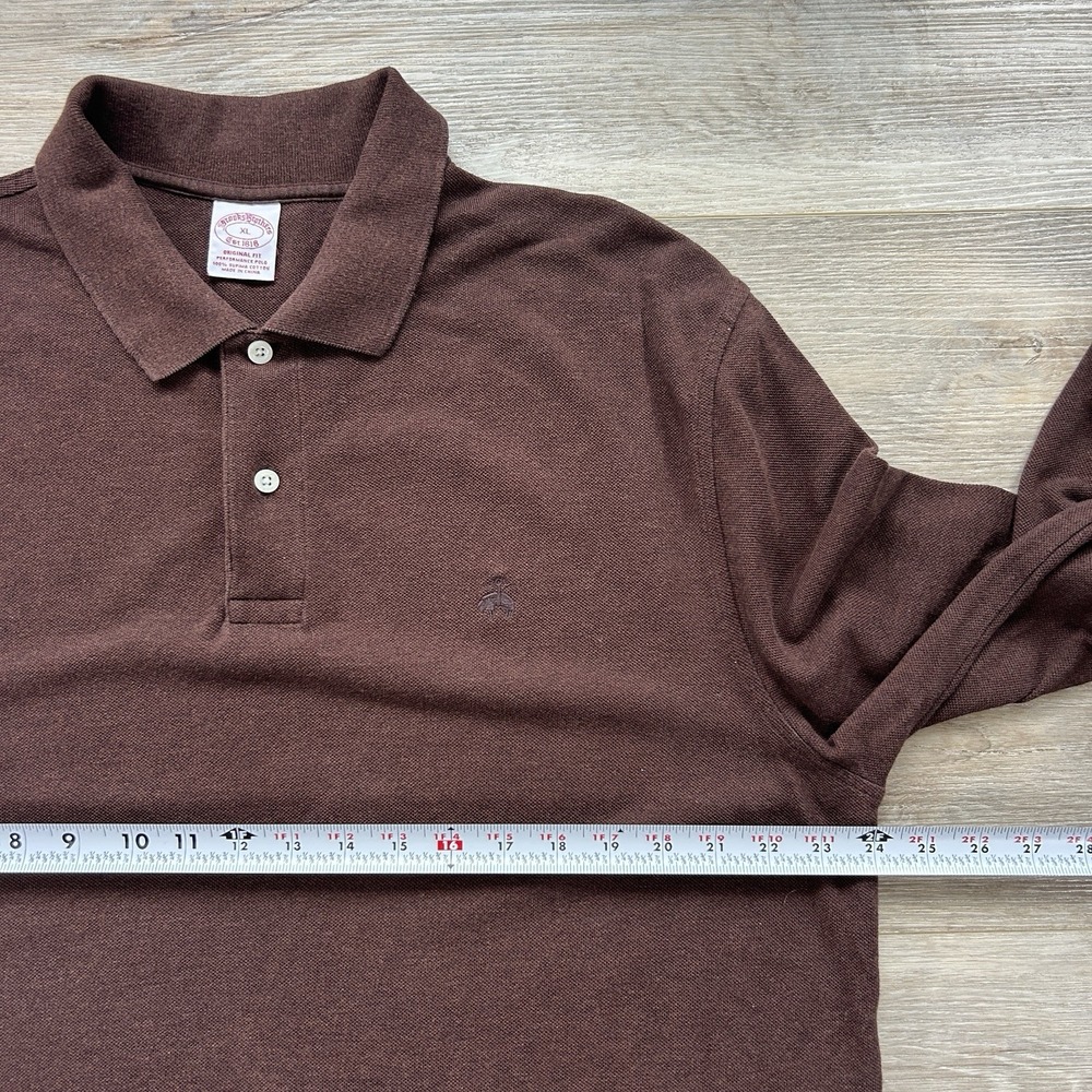 Brooks Brothers XL Performance Knit Polo Long Sleeve Cotton Chocolate Brown - Picture 6 of 9